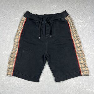 BURBERRY Boys Black & Checked Cotton Shorts Nova Check Youth Large (14Y)